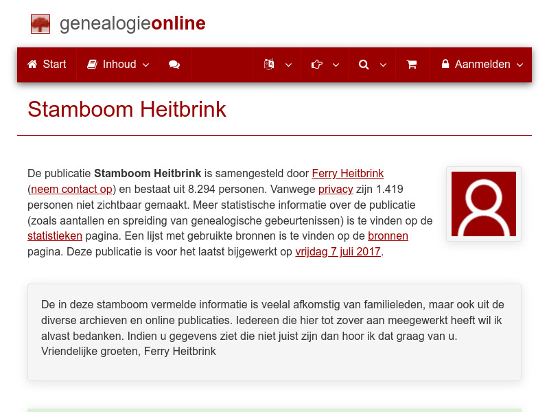 Screenshot van website