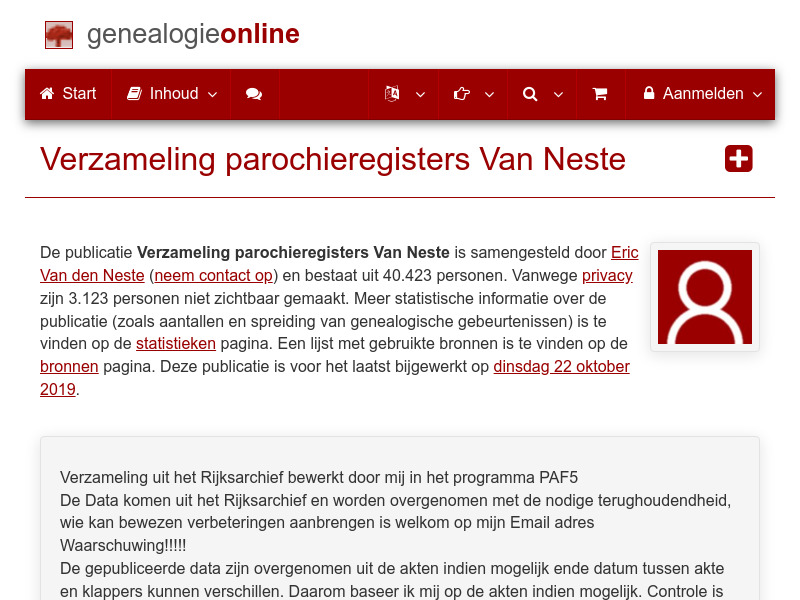 Screenshot van website