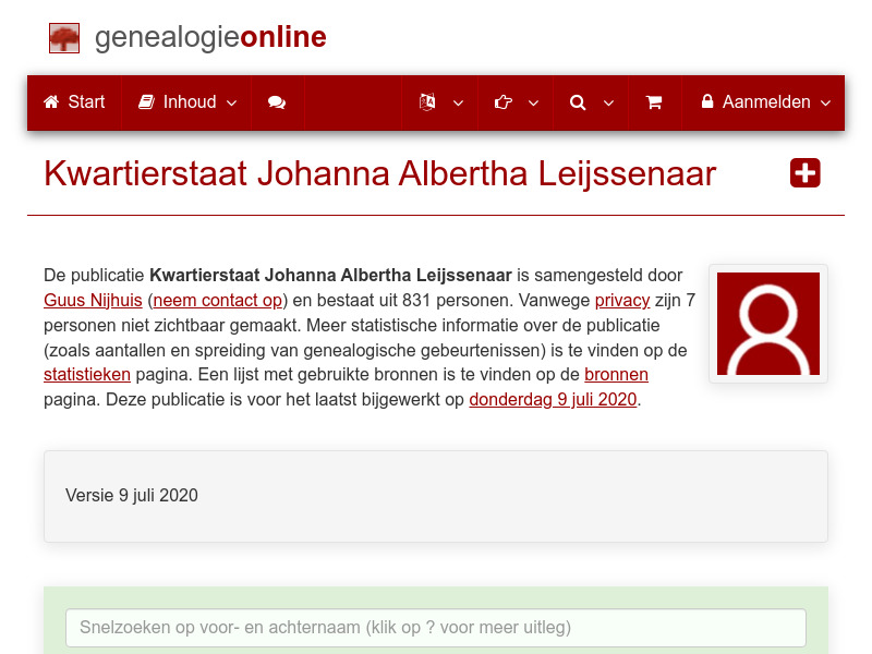 Screenshot van website