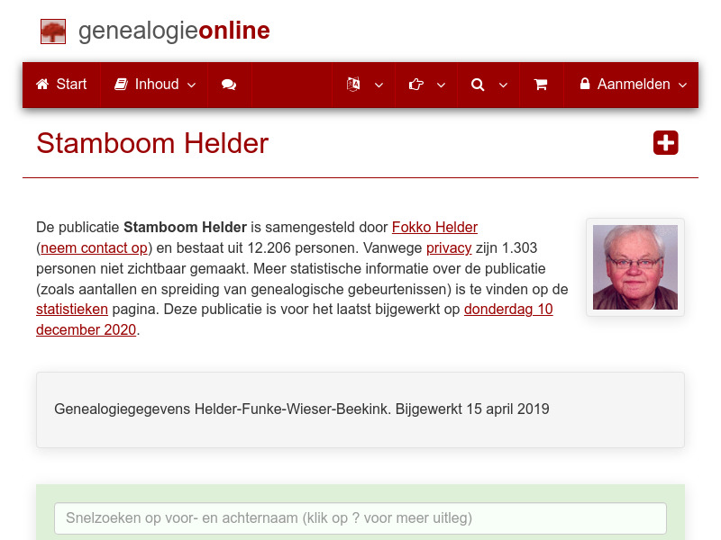 Screenshot van website