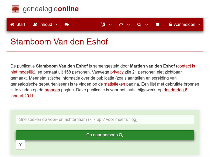Screenshot van website