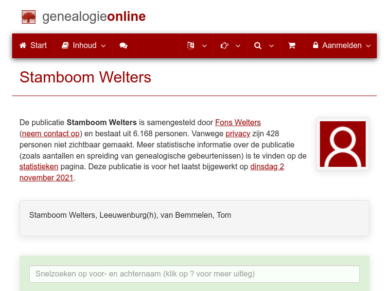 Screenshot van website