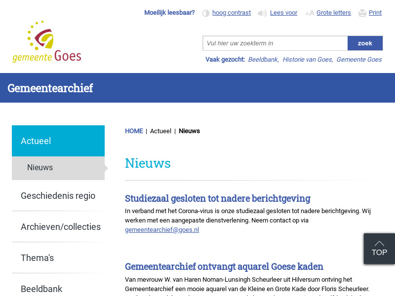 Screenshot van website