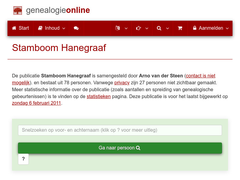 Screenshot van website