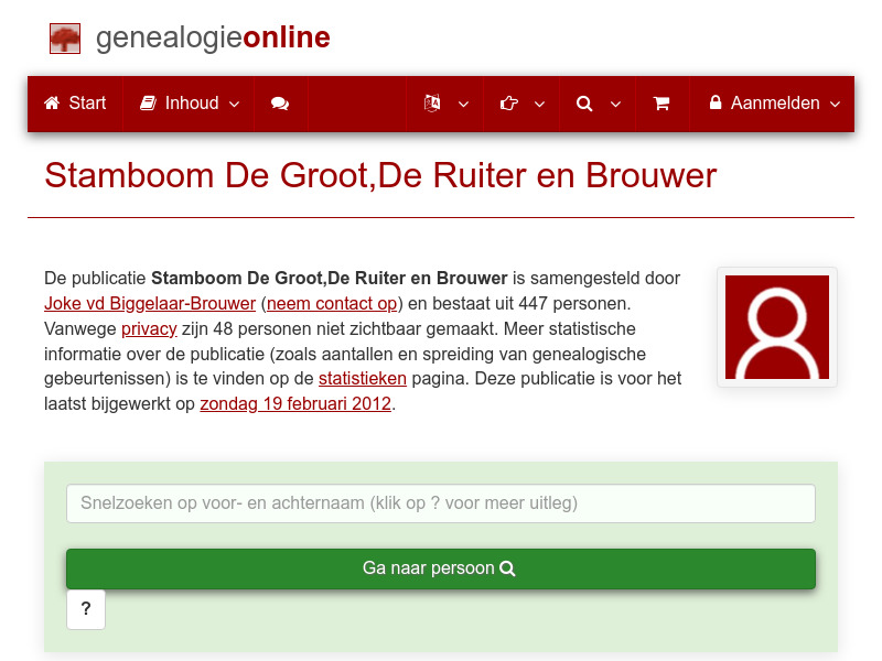 Screenshot van website