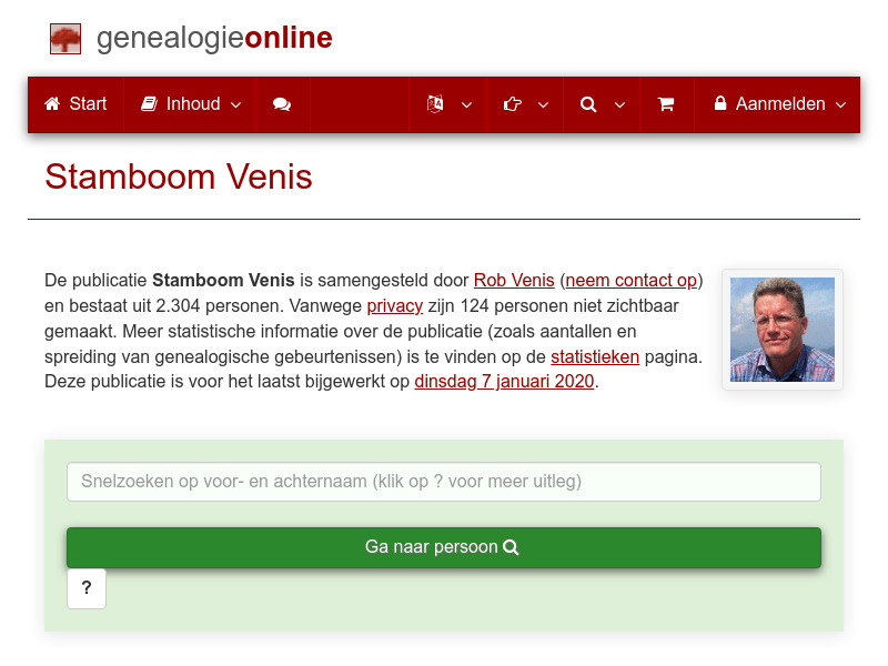 Screenshot van website