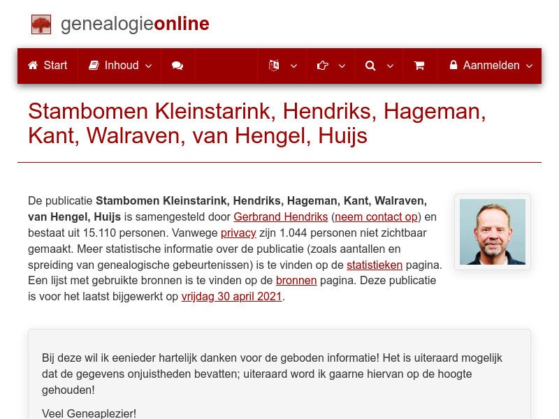 Screenshot van website