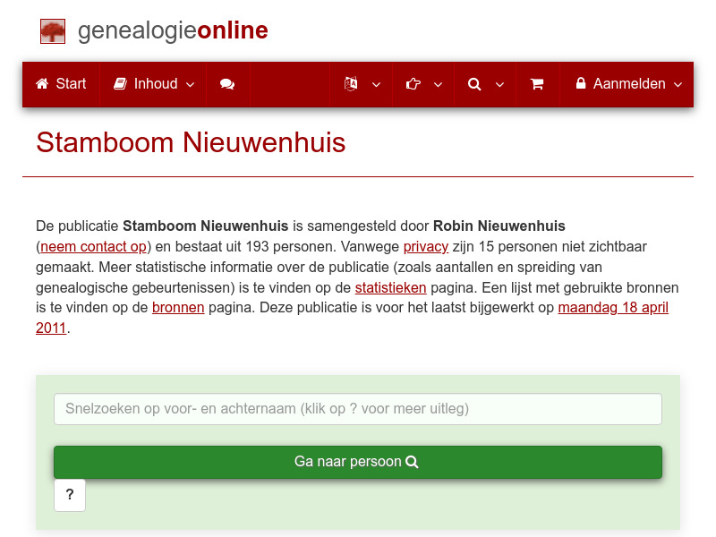 Screenshot van website