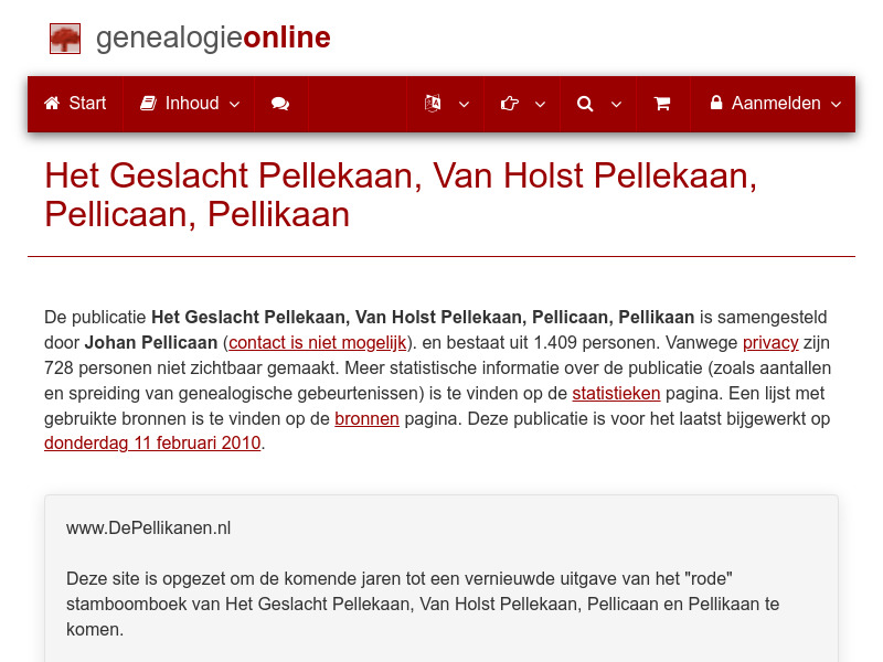 Screenshot van website