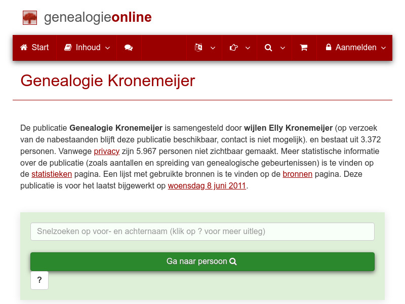Screenshot van website