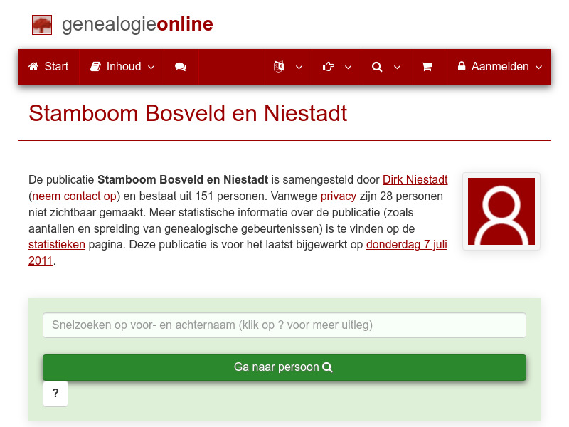 Screenshot van website