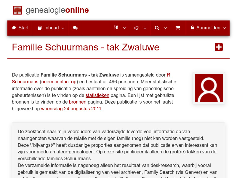 Screenshot van website