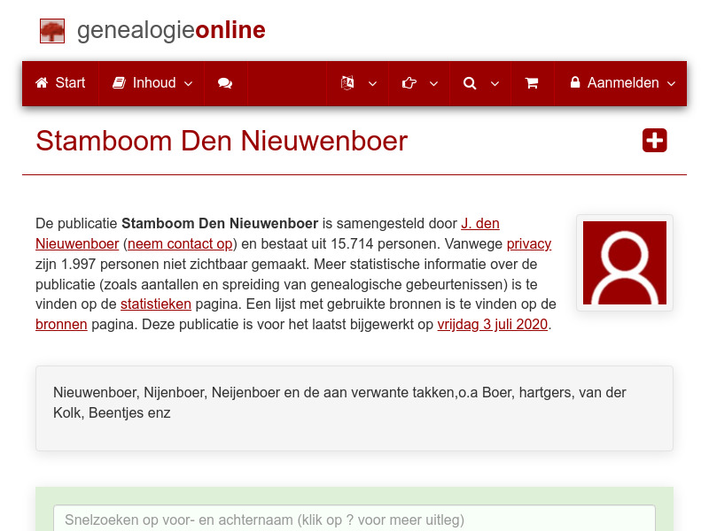 Screenshot van website