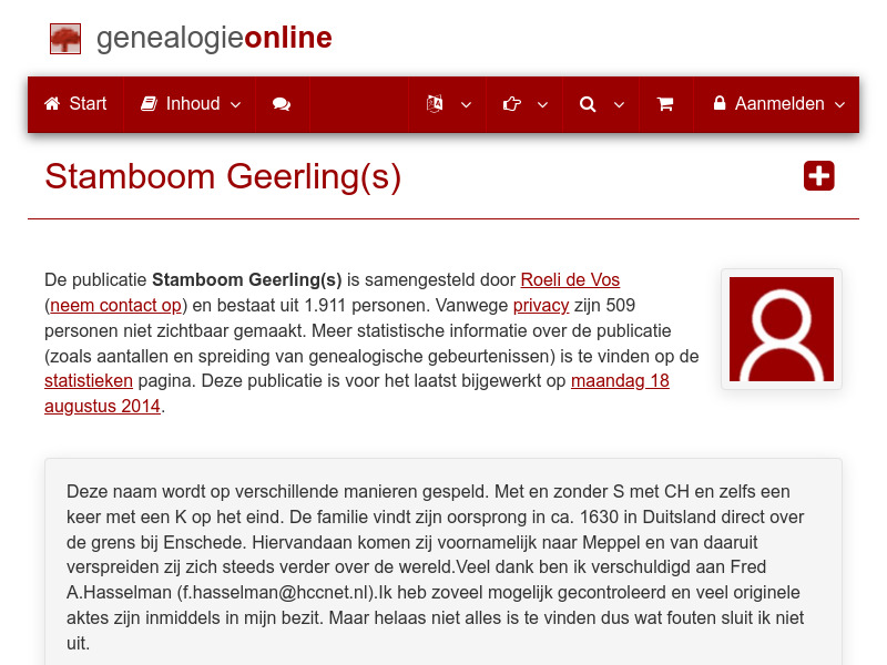 Screenshot van website