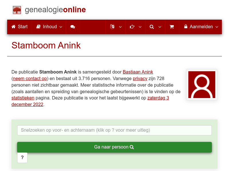 Screenshot van website