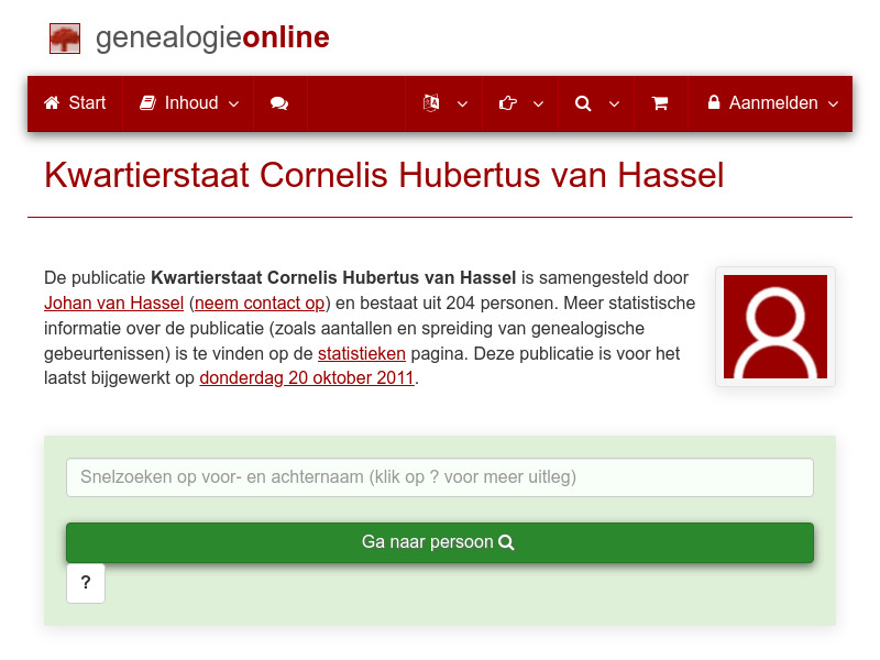 Screenshot van website