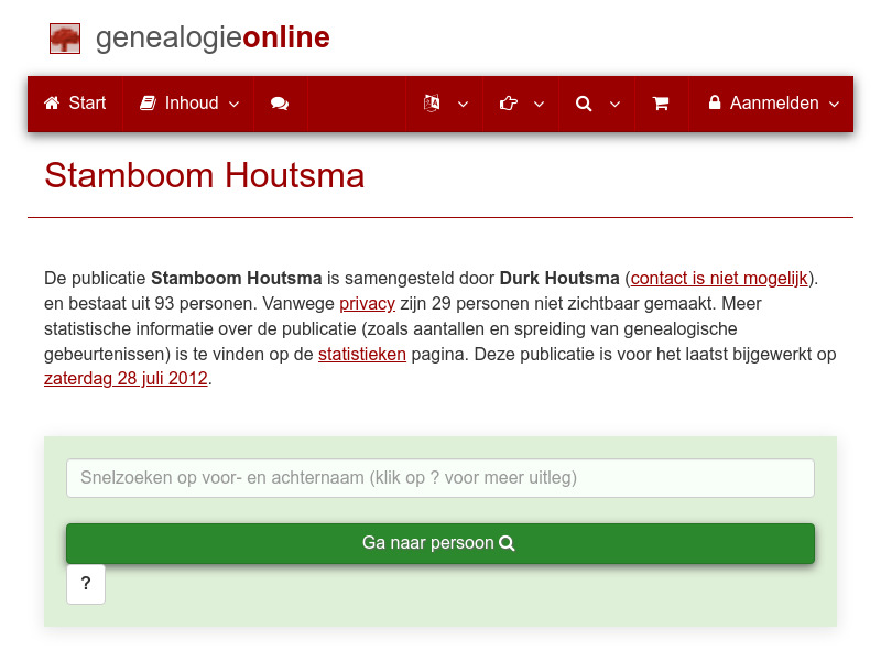 Screenshot van website