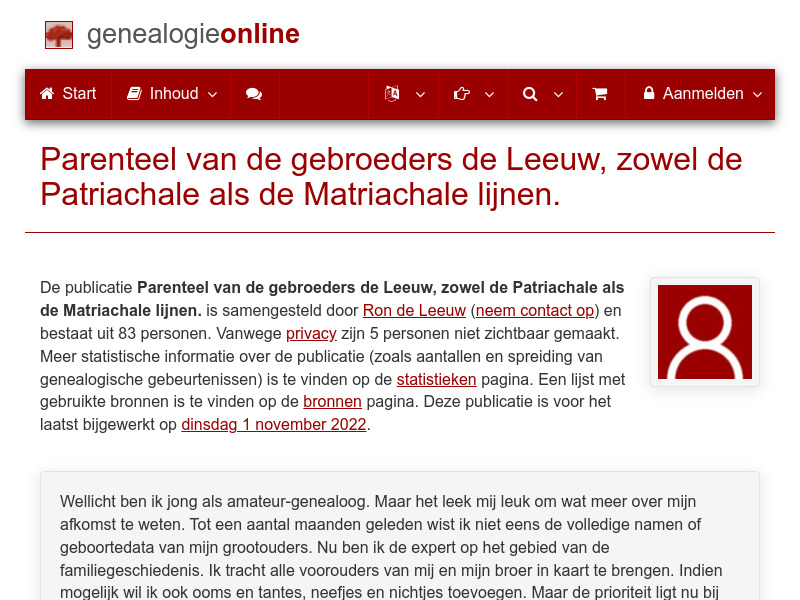 Screenshot van website