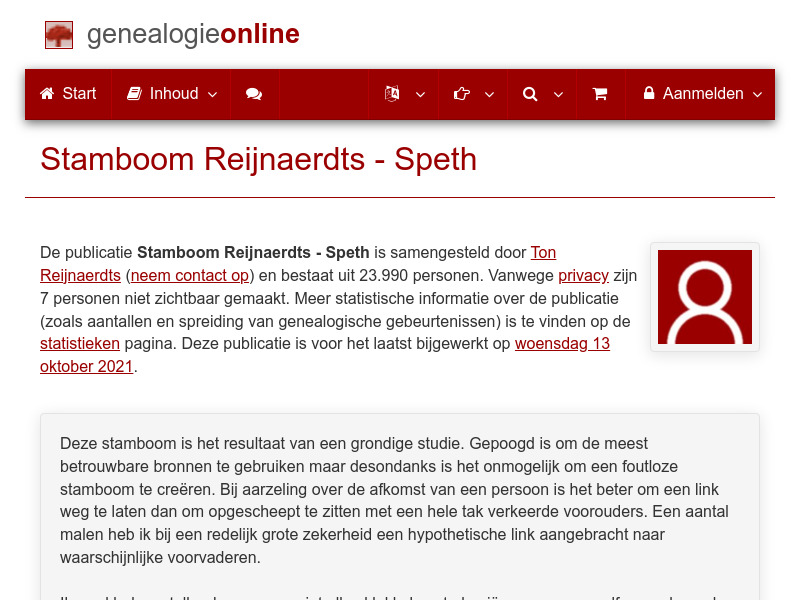 Screenshot van website