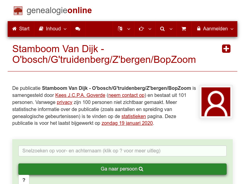 Screenshot van website