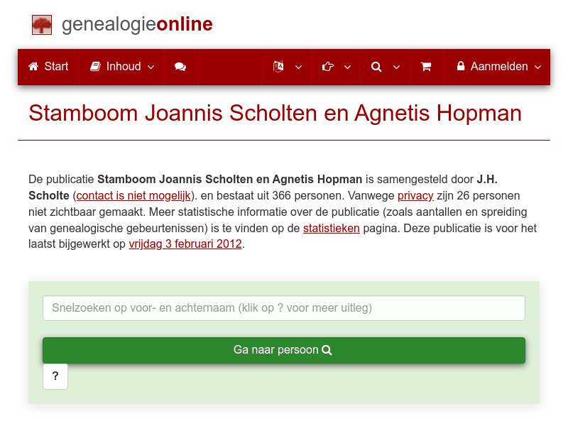 Screenshot van website