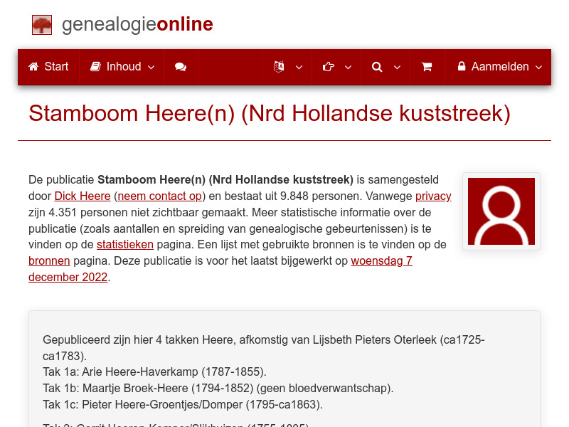 Screenshot van website