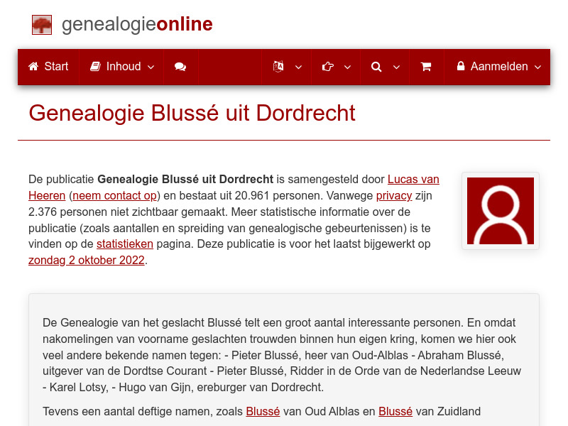 Screenshot van website