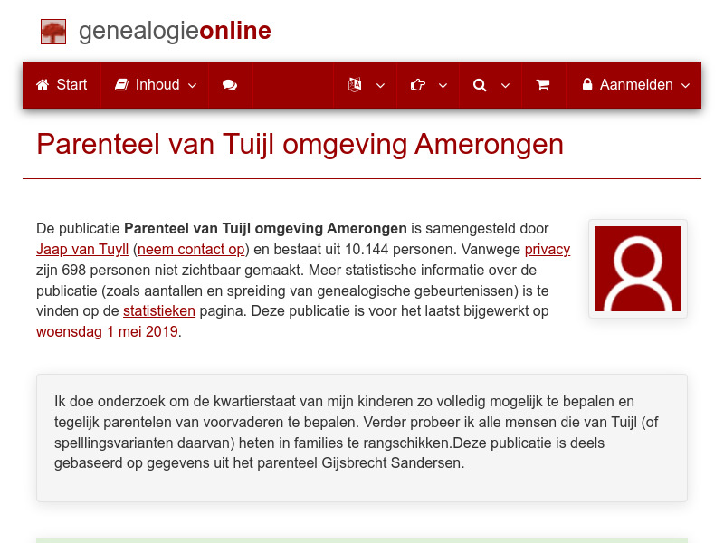 Screenshot van website