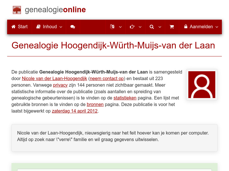Screenshot van website