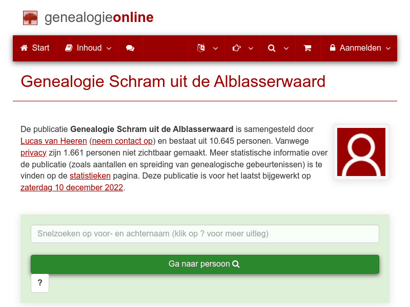 Screenshot van website