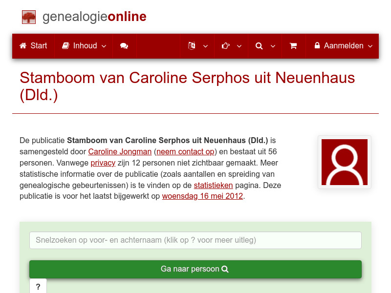 Screenshot van website