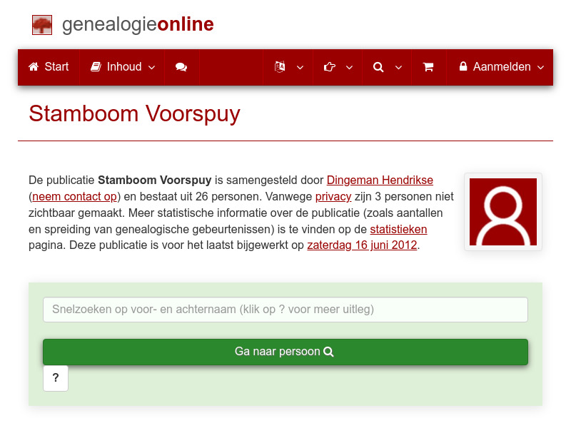 Screenshot van website