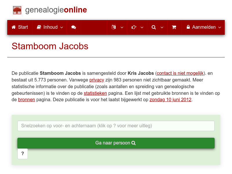 Screenshot van website