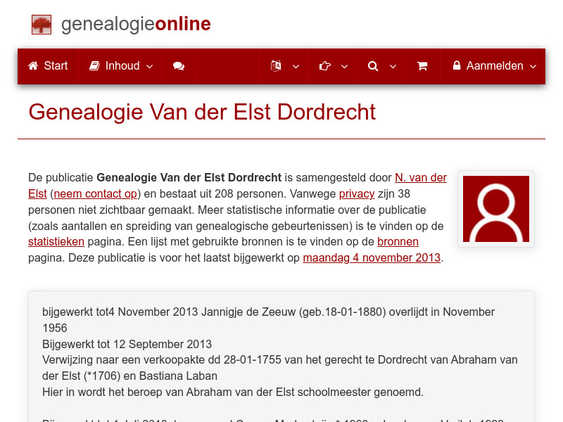 Screenshot van website
