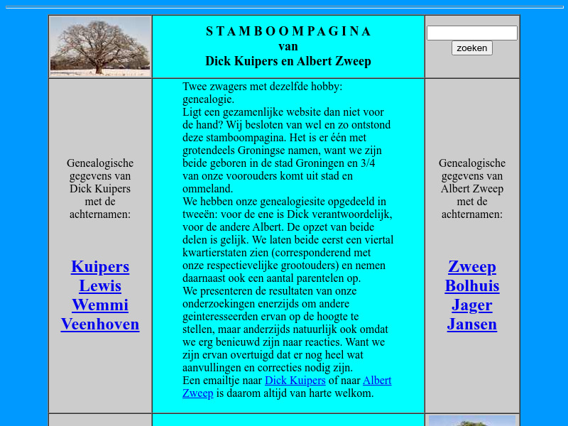 Screenshot van website