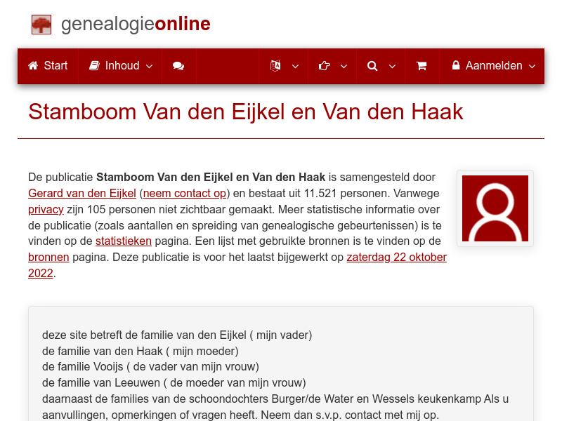 Screenshot van website