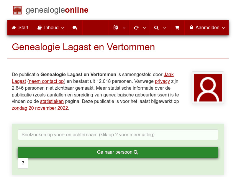 Screenshot van website