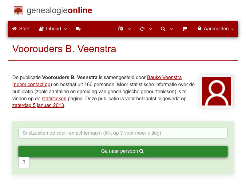 Screenshot van website