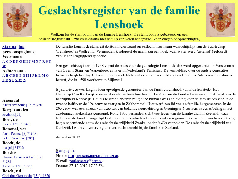 Screenshot van website