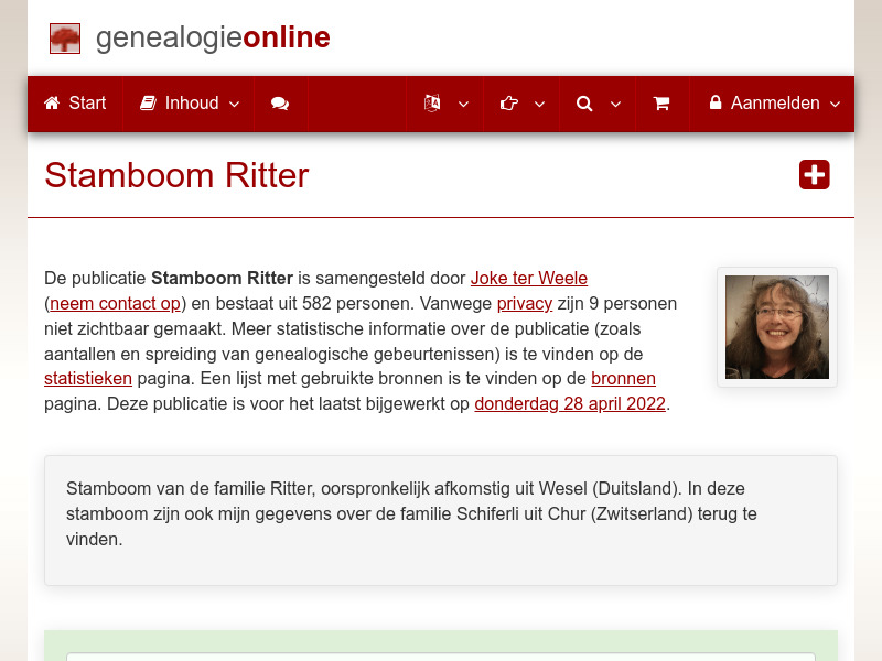 Screenshot van website