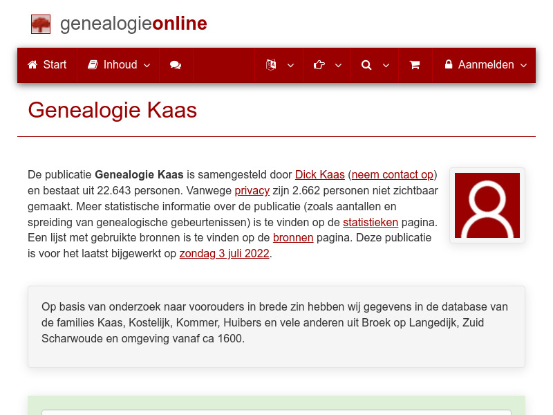 Screenshot van website