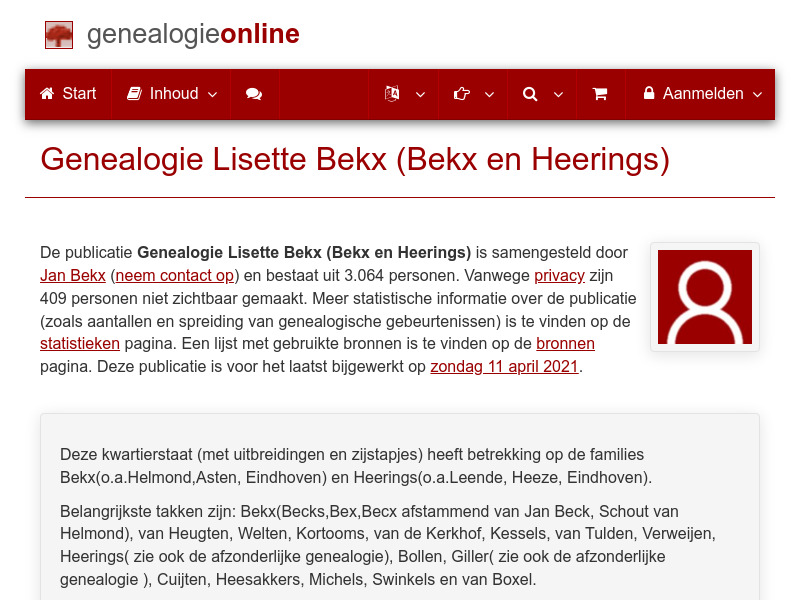 Screenshot van website