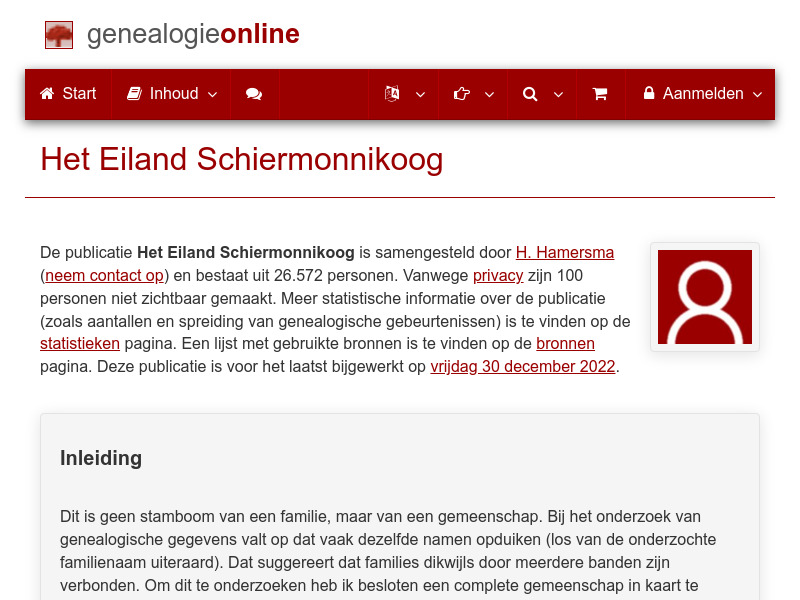 Screenshot van website