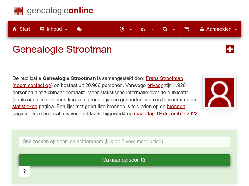 Screenshot van website