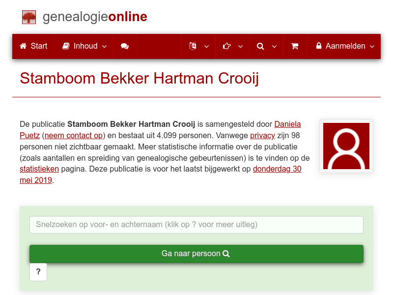 Screenshot van website