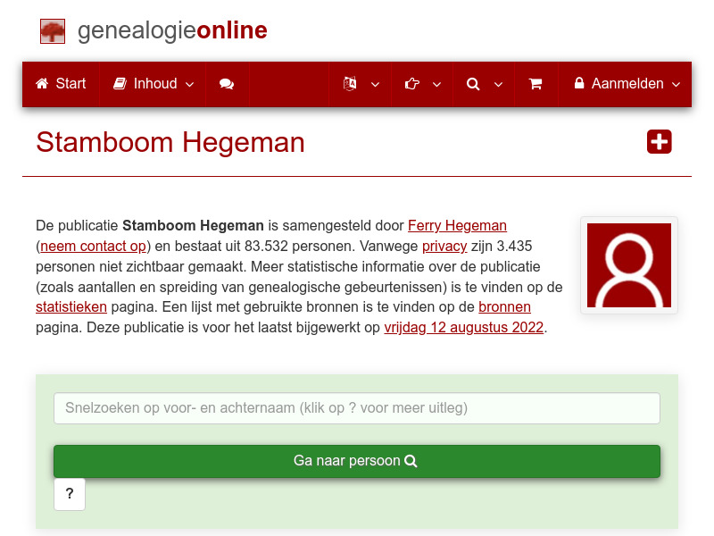 Screenshot van website