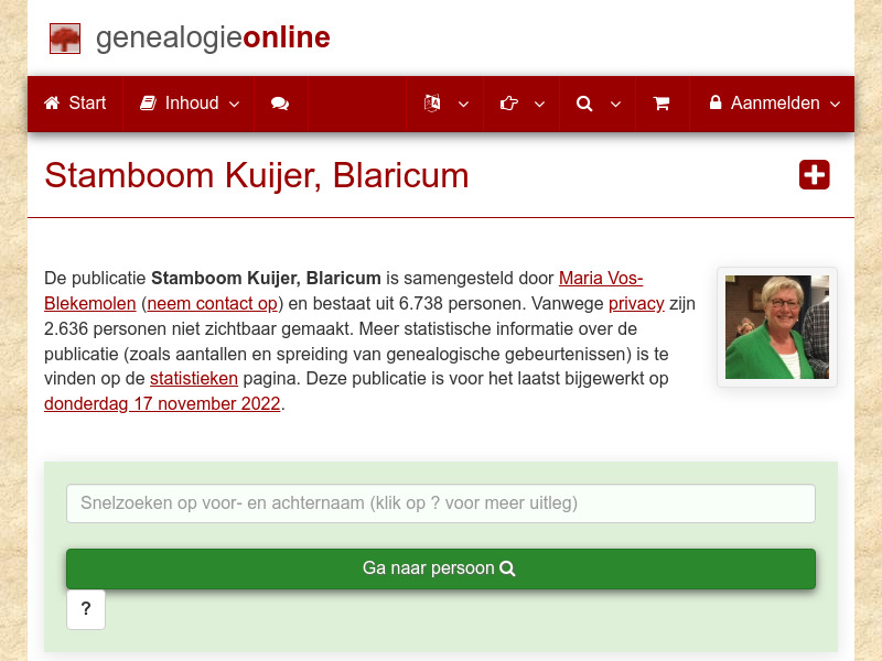 Screenshot van website