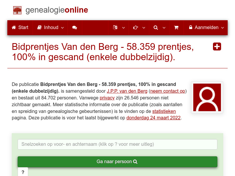 Screenshot van website