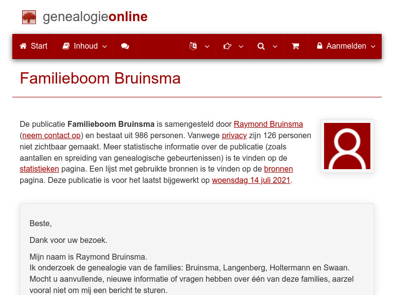 Screenshot van website