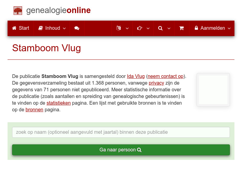 Screenshot van website